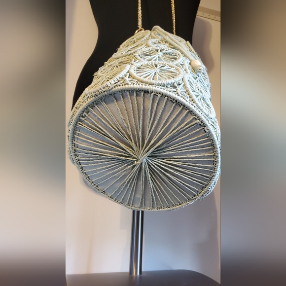 House of Harlow 1960 Rattan Woven Bucket Bag Nwt - Picture 3 of 13